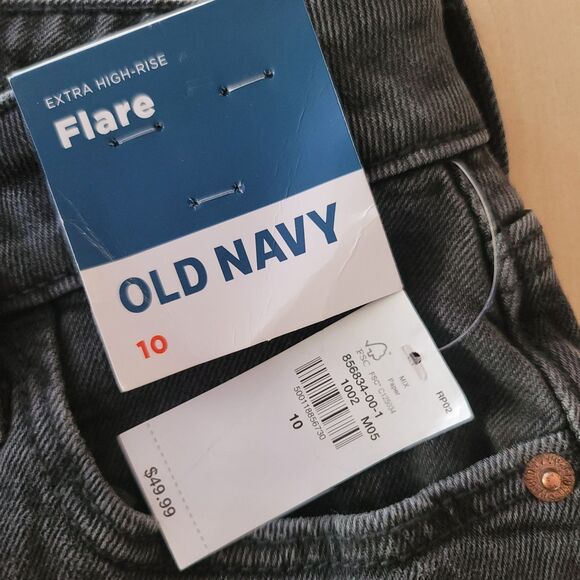 Old Navy High Rise Pixie Flare Pants Women 10 Black Secret Smooth Pocket Stretch - Picture 5 of 5